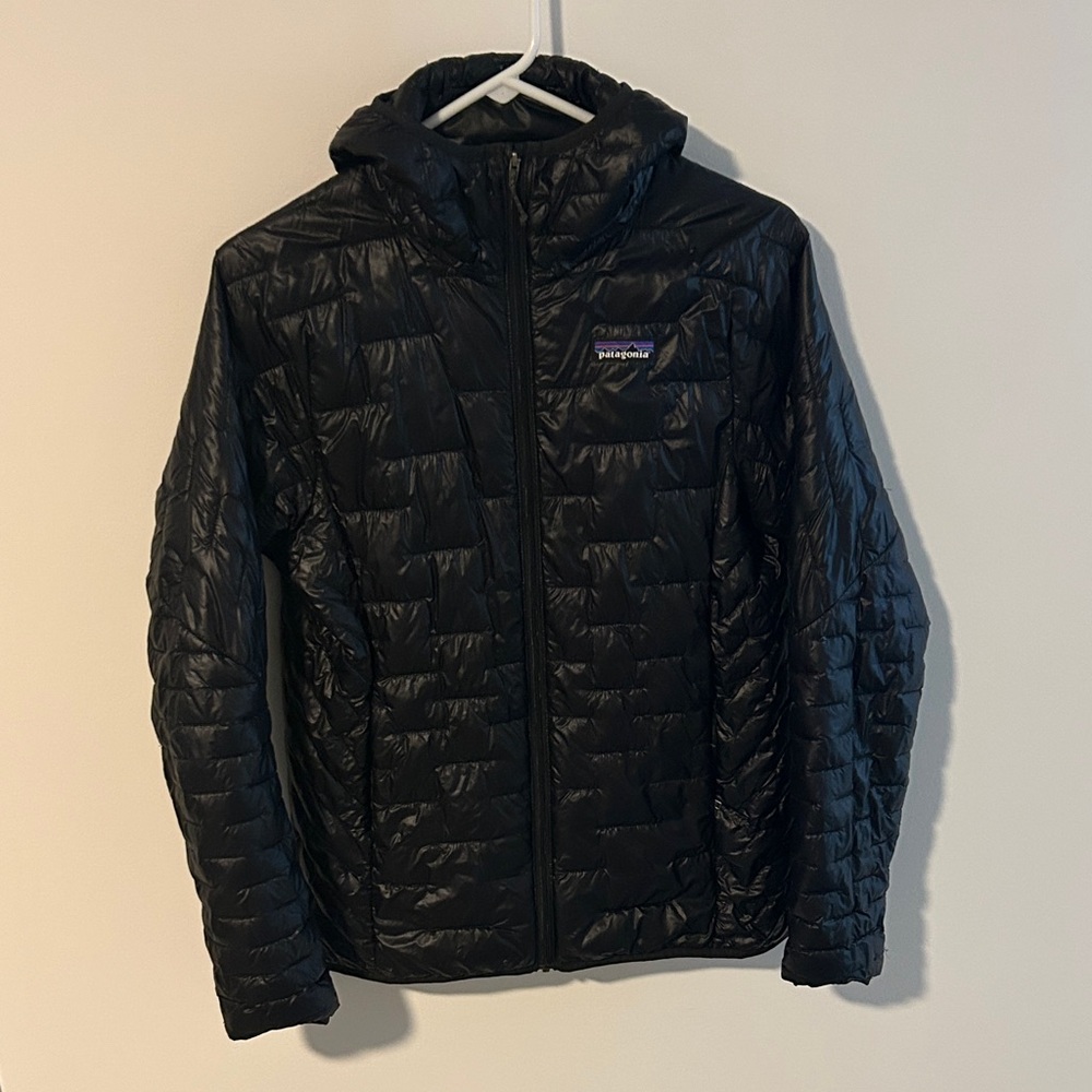 Patagonia Quilted Black Hooded Jacket